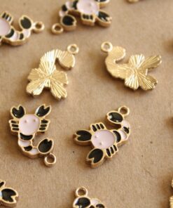 4 pc. Black, Pink, and Silver Enameled Scorpion Charms, 12mm x 16mm | MIS-142