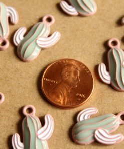 5 pc. Enameled Cactus Charms, 20mm x 16mm | MIS-194