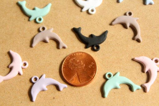 4 pc. Rubber-Coated Dolphin Charms, 18mm x 17.5mm | MIS-195