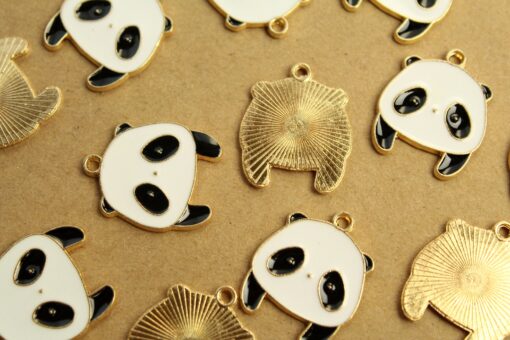 6 pc. Enameled Panda Charms, 20mm x 24mm | MIS-158*