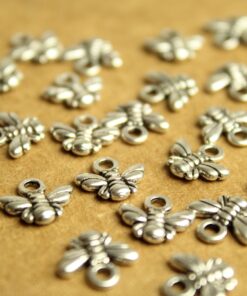 30 pc. Antique Silver Tiny Bee Charms 10mm by 11mm | MIS-024*