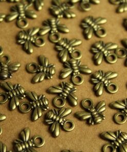 30 pc. Antique Bronze Tiny Bee Charms 10mm by 11mm | MIS-025*