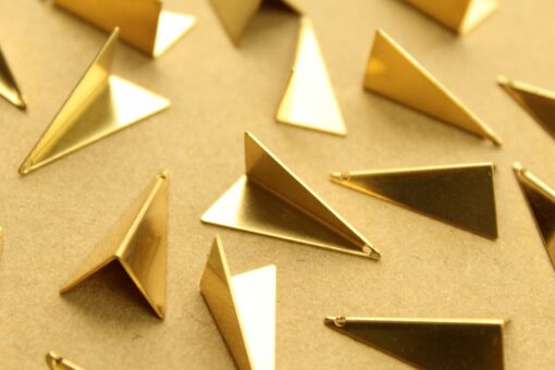10 pc. Raw Brass Bent Triangle Charms: 24mm by 11mm | MIS-358