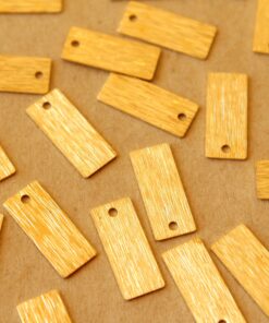 20 pc. Raw Brass Brushed Rectangle Tag Charms: 16mm by 7mm | MIS-391