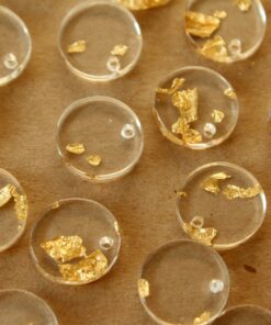 12 pc. Resin with Gold Foil Charms, 13.5mm in diameter | MIS-395