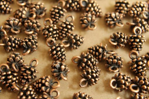 50 pc. Antique Copper Pine Cone Charms, 9mm x 14mm | MIS-375