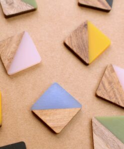 2 pc. Resin and Wood Square Cobochons, 20mm by 20mm, Multiple Colors Available | MIS-330