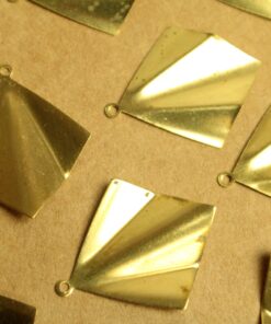 6 pc. Raw Brass Wavy Rhombus Charms: 27.5mm by 32mm | MIS-338