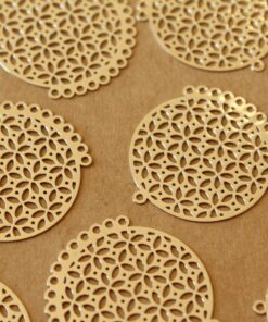 6 pc. Laser Cut Silver Circle Shaped Filigree Drop Connectors, 32mm by 28.5mm | MIS-401