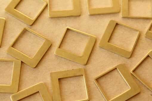 6 pc. Raw Brass Open Rhombus Charms: 20mm by 20mm | MIS-410