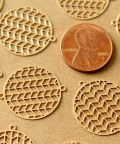 10 pc. Laser Cut Gold Circle Shaped Chevron Drop Connectors, 23.5mm by 20mm | MIS-428