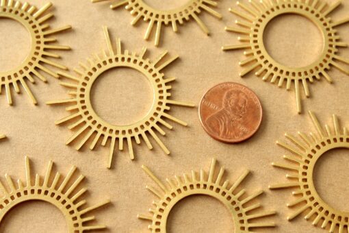 2 pc. Raw Brass Boho Sun Charms, 45mm x 45mm | MIS-419