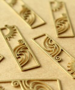 2 pc. Raw Brass Sun and Waves Charms, 41.5mm x 11mm | MIS-421