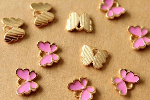 10 pc. Lilac Purple and Gold Enameled Butterfly Charms, 12.5mm x 10.5mm | MIS-437