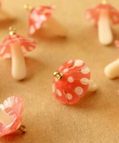 5 pc. Red and White Acrylic Mushroom Charms, 23mm x 22mm | MIS-448