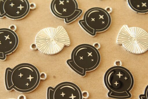 5 pc. Crystal Ball Charms, 22mm x 16.5mm Halloween Mysticism Psychic Fortune Teller Palm Reader Medium Mystic | MIS-484