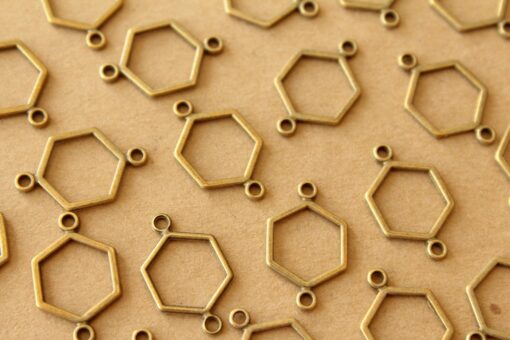 30 pc. Antique Bronze Hexagon Connectors: 19mm by 13mm | MIS-499