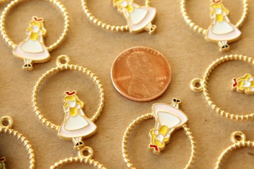 6 pc. Enameled Alice in a Loop Charms: 31mm by 22mm | MIS-415