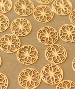 20 pc. Laser Cut Gold Circle Shaped Mandala Connectors, 13mm in diameter | MIS-511