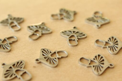 2 pc. Stainless Steel Mushroom Charms, 17mm x 14.5mm | MIS-502