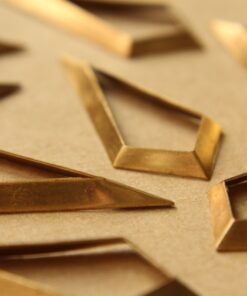 2 pc. Raw Brass Dropped Rhombus Cutout Stampings: 47mm by 21mm - made in USA | RB-874