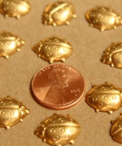 14 pc. Raw Brass Ladybug Stampings: 16mm by 13mm - made in USA | RB-937
