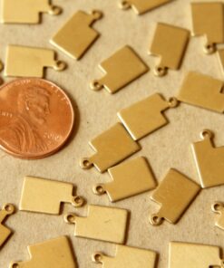 8 pc. Raw Brass Utah State Charms / Blanks: 8mm by 13mm - made in USA | RB-969