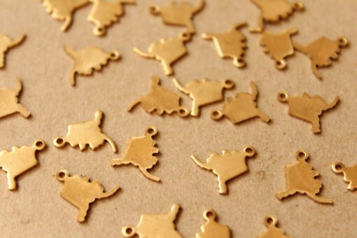 8 pc. Raw Brass Alaska State Charms / Blanks: 11mm by 12.5mm - made in USA | RB-991