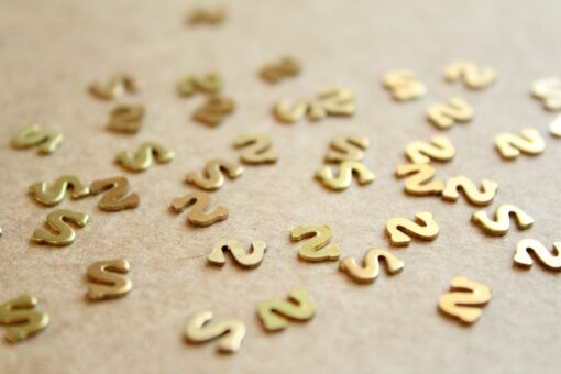 8 pc. Tiny Raw Brass Letter S Stampings - 5mm by 6mm - made in USA | RB-1175