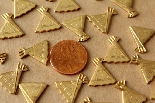 3 pc. Raw Brass Tepee Stampings: 15mm by 14mm - made in USA | RB-1398