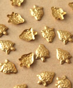 20 pc. Small Raw Brass Strawberry Stampings: 10.5mm by 8mm - made in USA | RB-1409