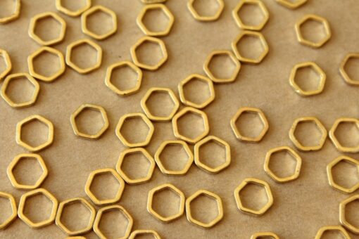 12 pc. Gold Plated Brass Hexagon Links, 7.5mm by 7mm | FI-670