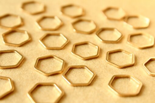 14 pc. Gold Plated Brass Hexagon Links, 13.5mm by 12mm | FI-666