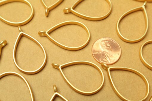 8 pc. Matte Gold Teardrop Open Backed Bezel Setting, 40mm by 20.5mm | FI-565