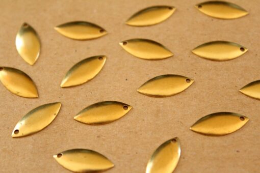 15 pc. Small Raw Brass Marquis Shape Drops: 16mm by 7mm - made in USA | FI-464
