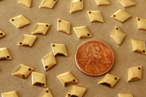 12 pc. 24k Plated Gold Brass Rhombus Charms, 10.5mm by 7.5mm | FI-249*