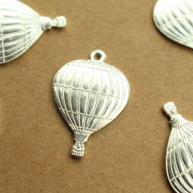 1 pc. Silver Plated Brass Hot Air Balloon: 24.5mm by 17mm - made in USA | SI-243