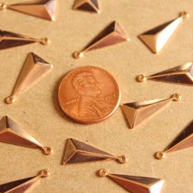 8 pc. Small Rose Gold Plated Brass Faceted Isosceles Triangle Charms : 15mm by 8.5mm - made in USA | ROS-101