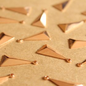 8 pc. Small Rose Gold Plated Brass Faceted Isosceles Triangle Charms : 15mm by 8.5mm - made in USA | ROS-101