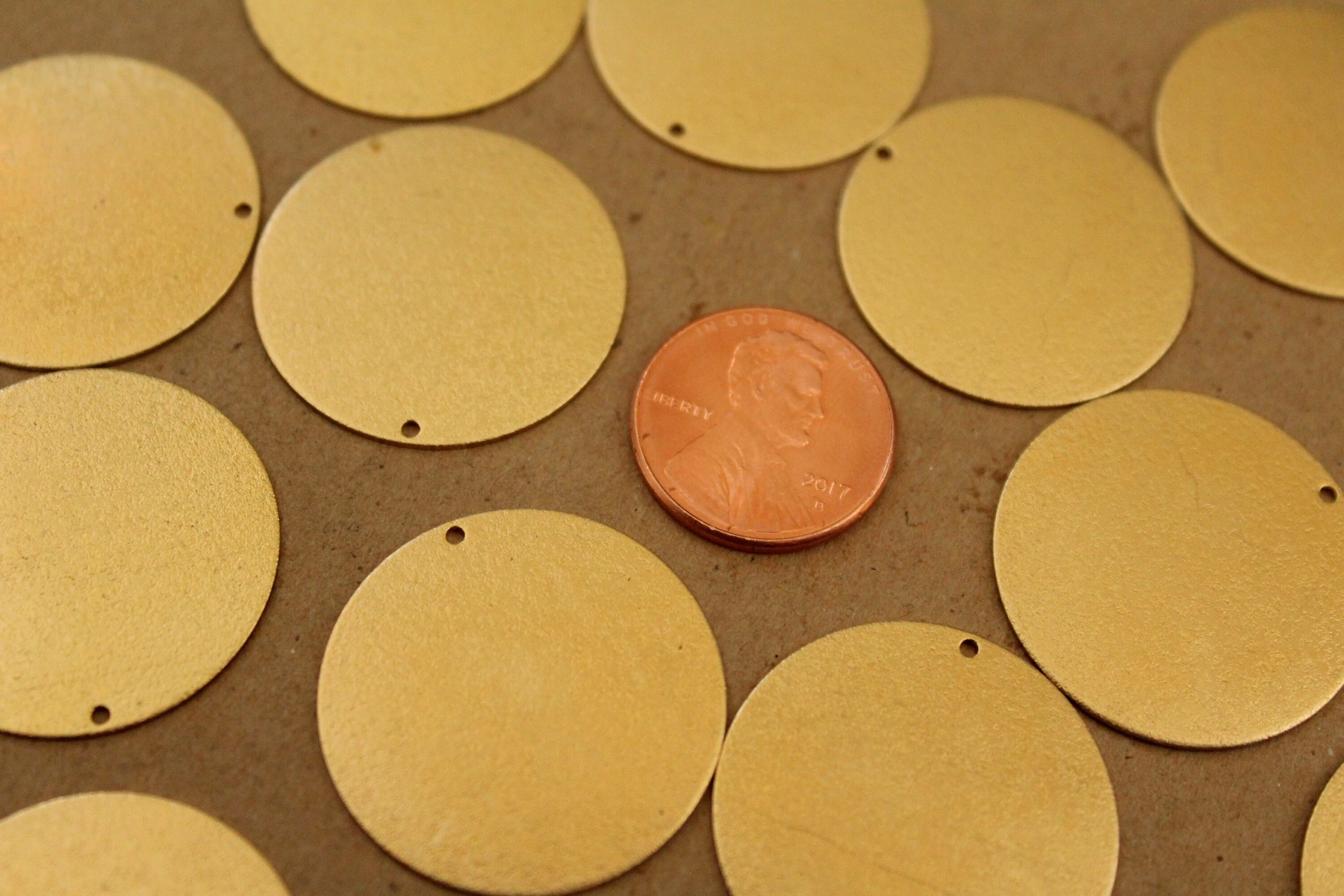 3 pc. Raw Brass Frosted Circles: 27mm diameter - made in USA | RB-1091