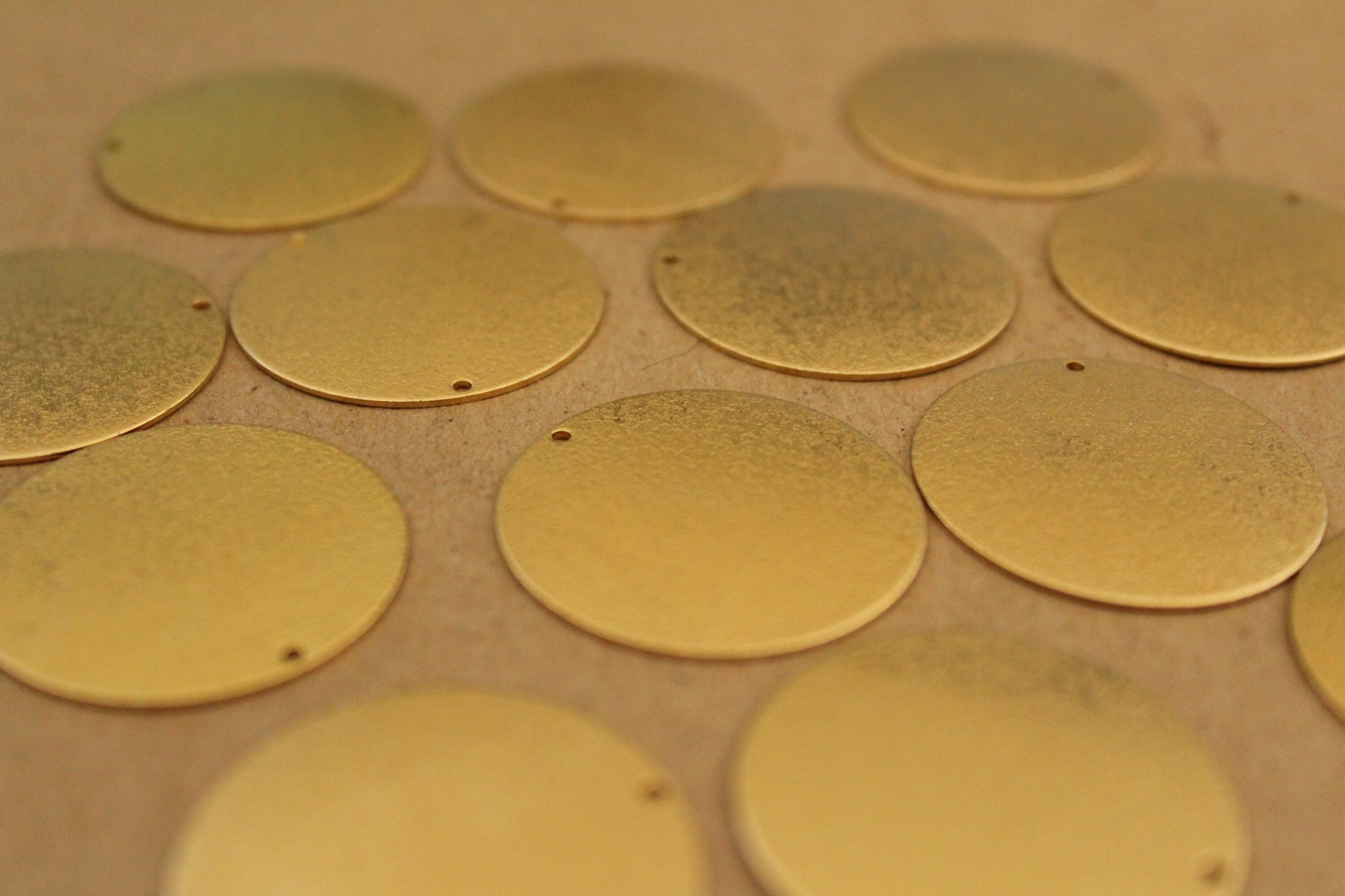 3 pc. Raw Brass Frosted Circles: 27mm diameter - made in USA | RB-1091