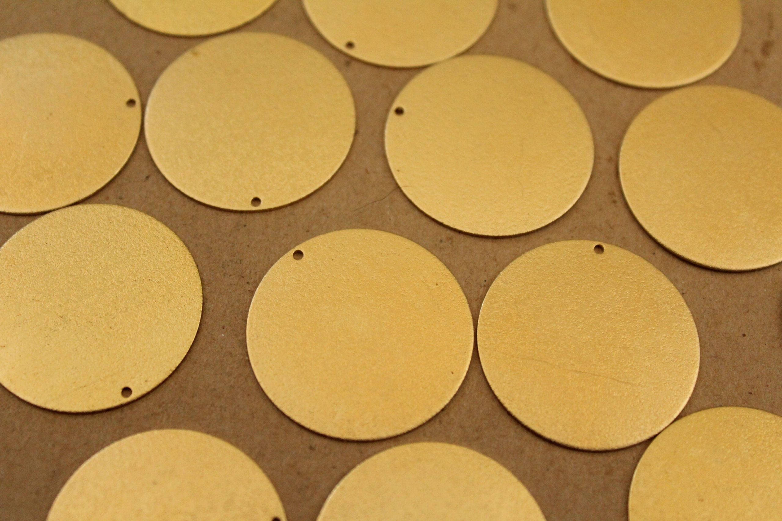 3 pc. Raw Brass Frosted Circles: 27mm diameter - made in USA | RB-1091