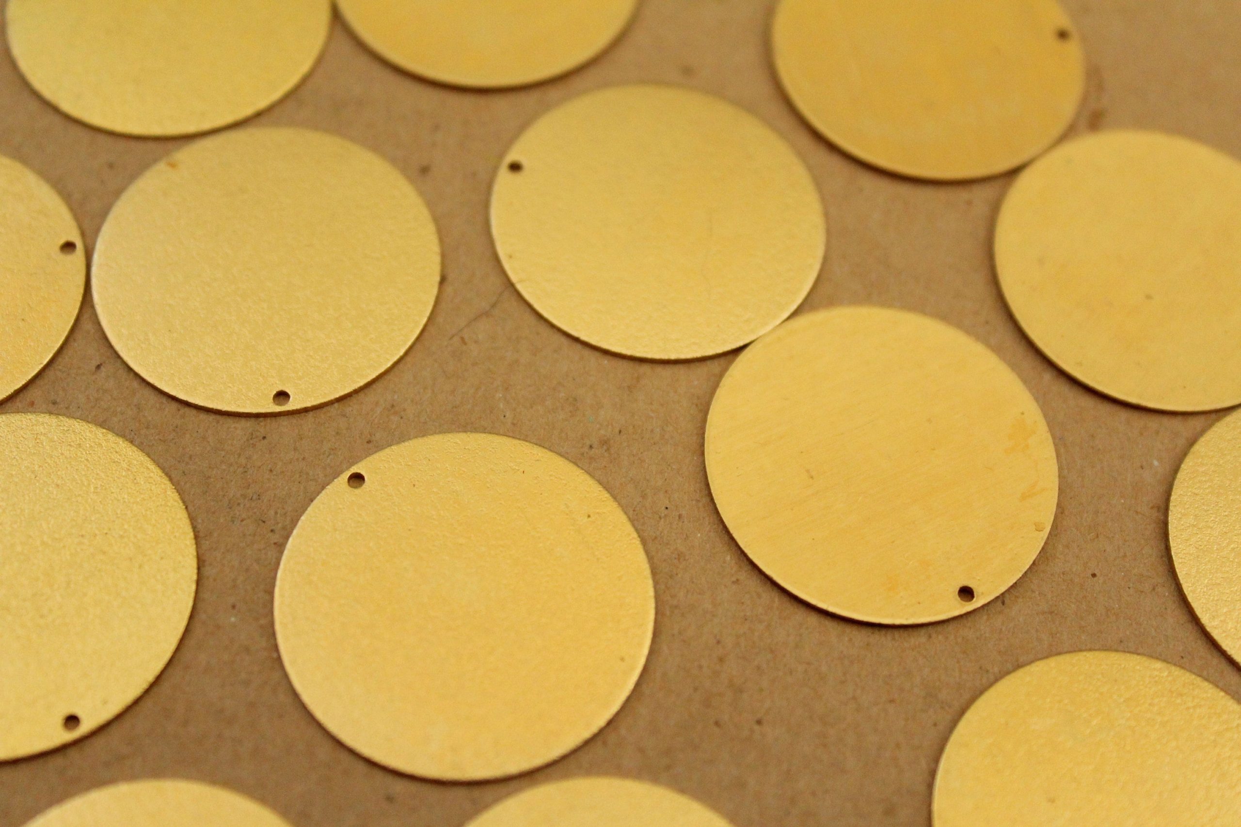 3 pc. Raw Brass Frosted Circles: 27mm diameter - made in USA | RB-1091