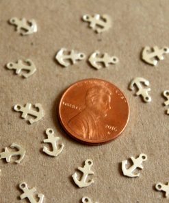 20 pc. Tiny Silver Plated Brass Anchor Charms: 8mm by 6mm - made in USA | SI-110