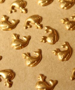 24 pc. Tiny Raw Brass Whale Charms : 11mm by 9.5mm - made in USA | RB-739
