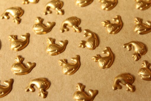 24 pc. Tiny Raw Brass Whale Charms : 11mm by 9.5mm - made in USA | RB-739