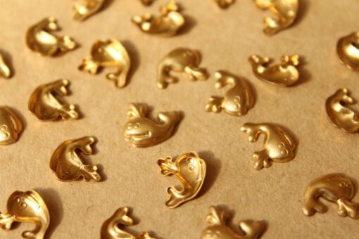 24 pc. Tiny Raw Brass Whale Charms : 11mm by 9.5mm - made in USA | RB-739