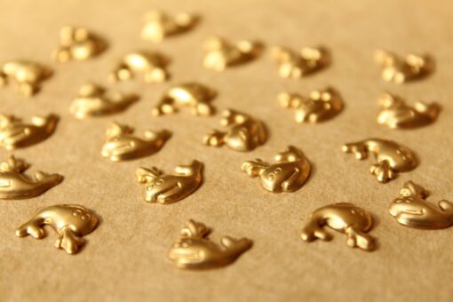 24 pc. Tiny Raw Brass Whale Charms : 11mm by 9.5mm - made in USA | RB-739