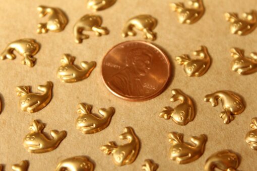 24 pc. Tiny Raw Brass Whale Charms : 11mm by 9.5mm - made in USA | RB-739
