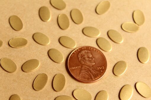 30 pc. Small Raw Brass Ovals: 9mm by 5.5mm - made in USA | RB-782